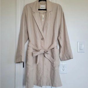 NWT Madewell Linen Belted Long Blazer in Heathered Natural